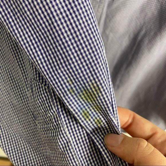 Ralph Lauren Checkered Button Down Shirt Sz 18 36/37 Blue - Picture 3 of 6